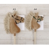 Hobby Horse Großes Pferd auf Stock Premium - Tobiano bay horse with a beige mane A3